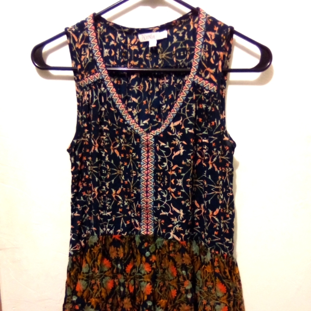 Patrons of Peace Floral Embroidered V Neck Tank Top